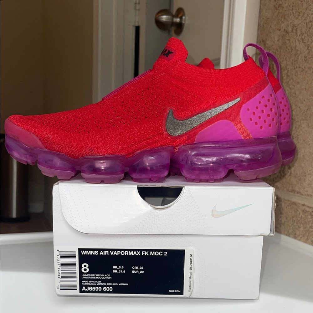Nike Womens Vapormax Red and Purple Sneakers - Picture 3 of 3